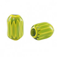 Millefiori tube kraal 12x8mm - Green-yellow